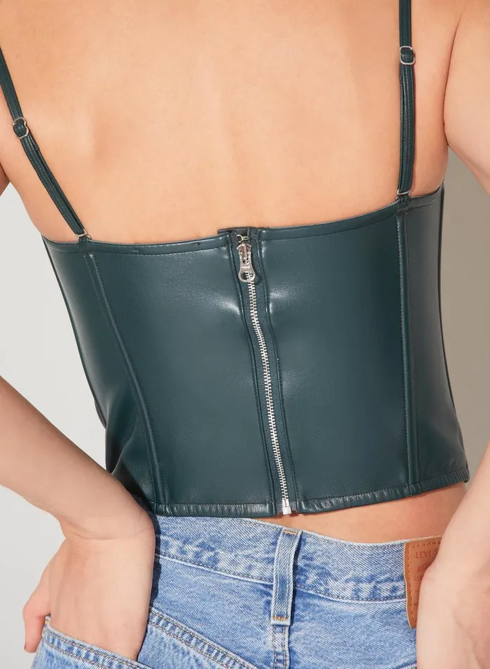 Fleur Du Mal Bustiers and Bra Tops Women Vegan Leather Bustier Evergreen Fleur Du Mal Bustiers and Bra Tops Women Vegan Leather Bustier Evergreen