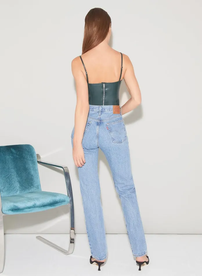 Fleur Du Mal Bustiers and Bra Tops Women Vegan Leather Bustier Evergreen Fleur Du Mal Bustiers and Bra Tops Women Vegan Leather Bustier Evergreen