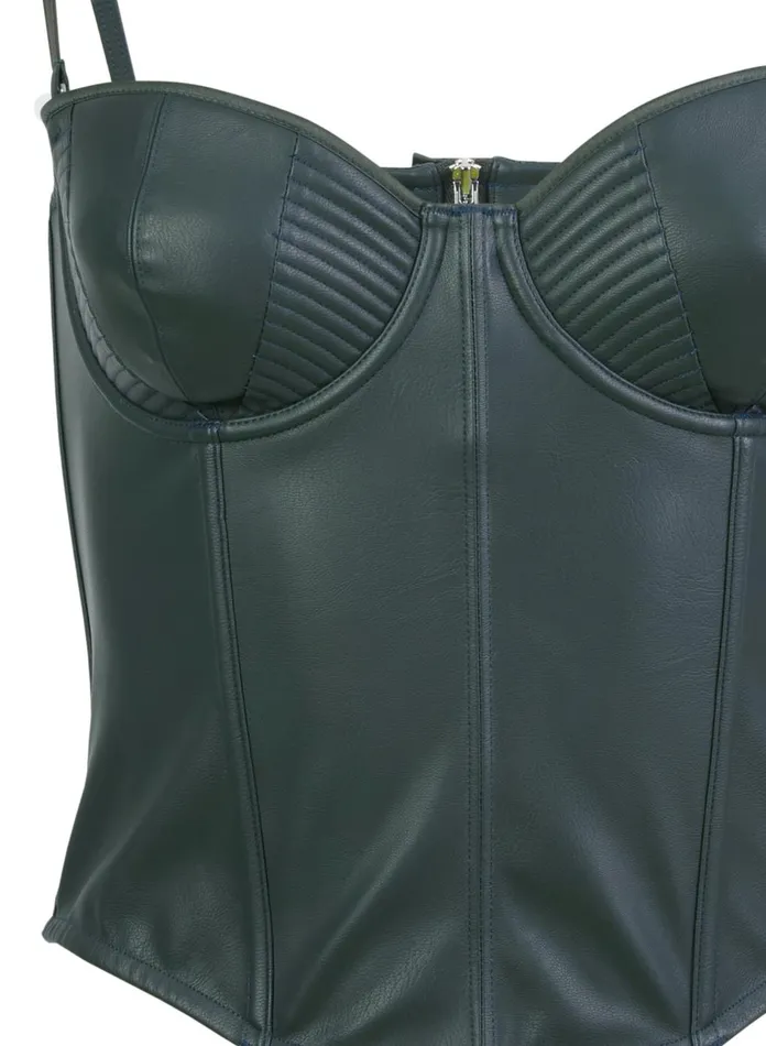 Fleur Du Mal Bustiers and Bra Tops Women Vegan Leather Bustier Evergreen Fleur Du Mal Bustiers and Bra Tops Women Vegan Leather Bustier Evergreen