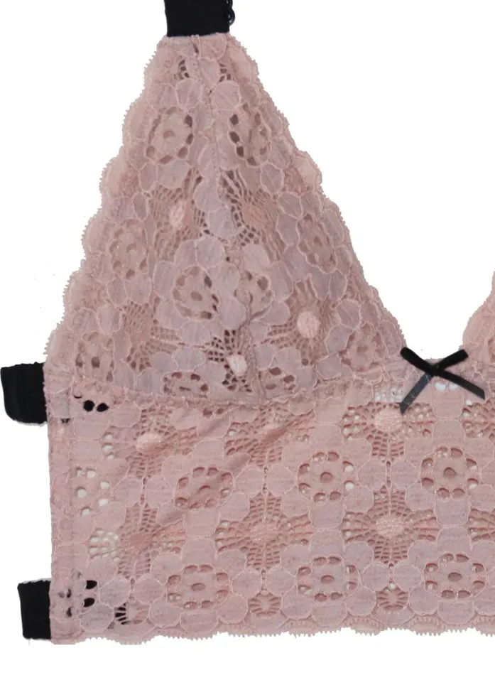 Fleur Du Mal Camis and Tanks Women Crochet Lace Longline Triangle Bra Blush Fleur Du Mal Camis and Tanks Women Crochet Lace Longline Triangle Bra Blush