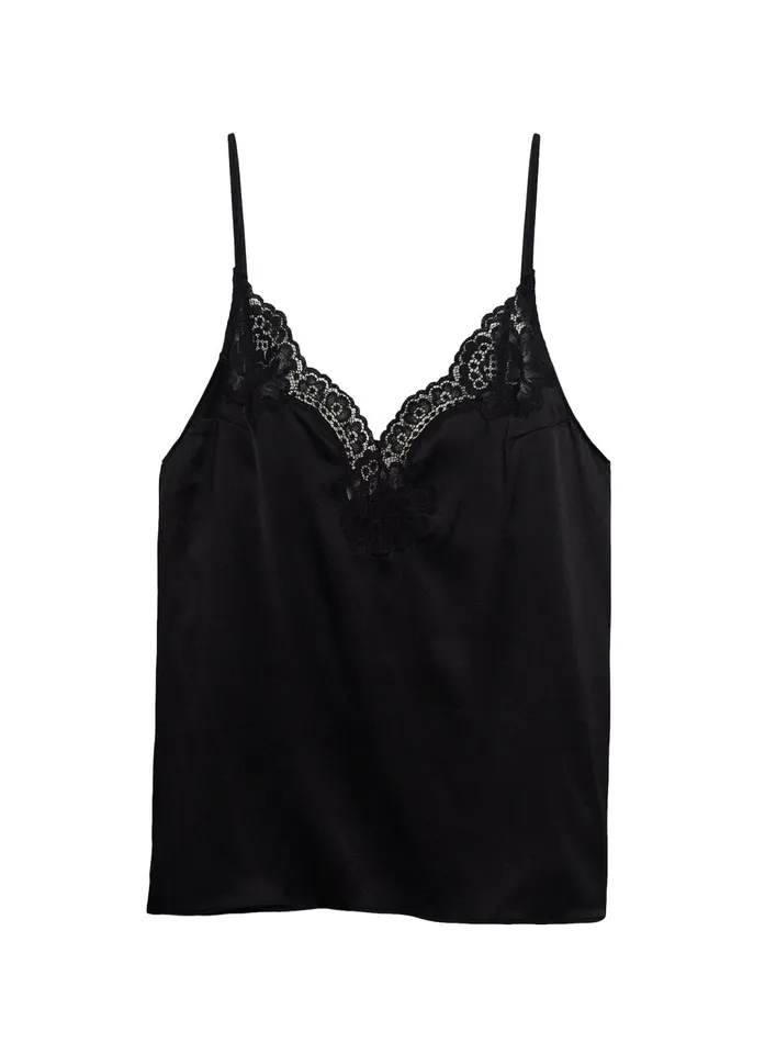 Fleur Du Mal Camis and Tanks Women James Lace Trim Cami Black Fleur Du Mal Camis and Tanks Women James Lace Trim Cami Black