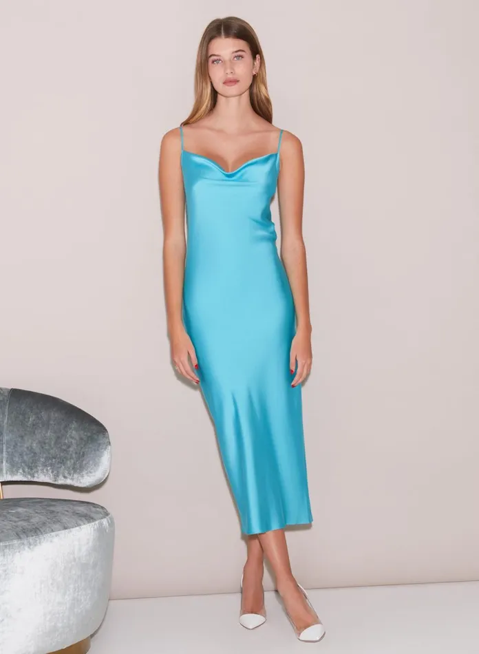 Fleur Du Mal Dresses Women Cowl Neck Slip Dress Dark Jade Fleur Du Mal Dresses Women Cowl Neck Slip Dress Dark Jade
