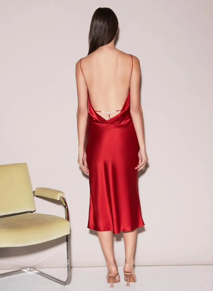 Fleur Du Mal Dresses Women Crystal Low Back Slip Rouge Fleur Du Mal Dresses Women Crystal Low Back Slip Rouge
