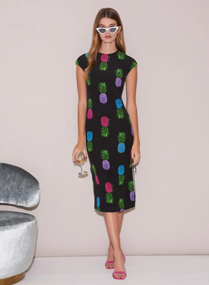 Fleur Du Mal Dresses Women Jersey Lace Up Dress Pineapple Print Fleur Du Mal Dresses Women Jersey Lace Up Dress Pineapple Print