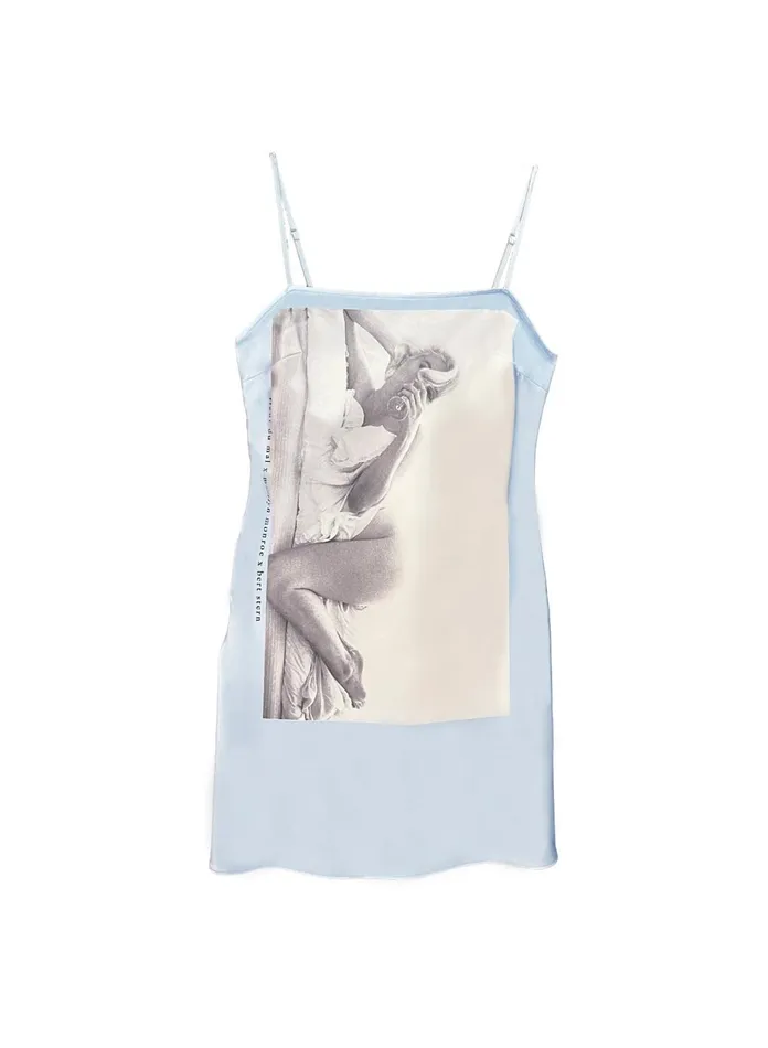 Fleur Du Mal Dresses Women Marilyn Printed Mini Slip Norma Jean Blue Fleur Du Mal Dresses Women Marilyn Printed Mini Slip Norma Jean Blue