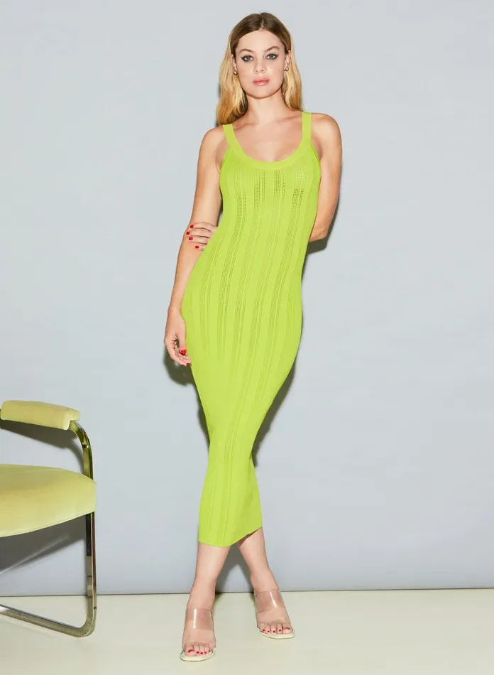 Fleur Du Mal Dresses Women Pointelle Dress Lime Punch