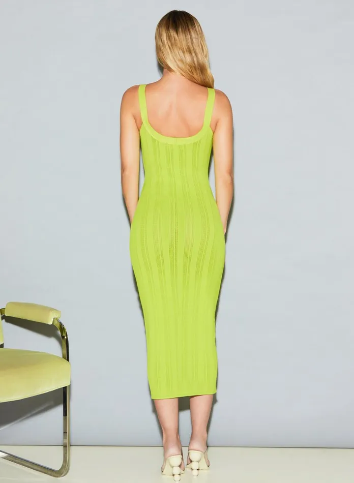 Fleur Du Mal Dresses Women Pointelle Dress Lime Punch Fleur Du Mal Dresses Women Pointelle Dress Lime Punch