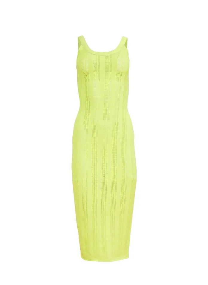 Fleur Du Mal Dresses Women Pointelle Dress Lime Punch Fleur Du Mal Dresses Women Pointelle Dress Lime Punch