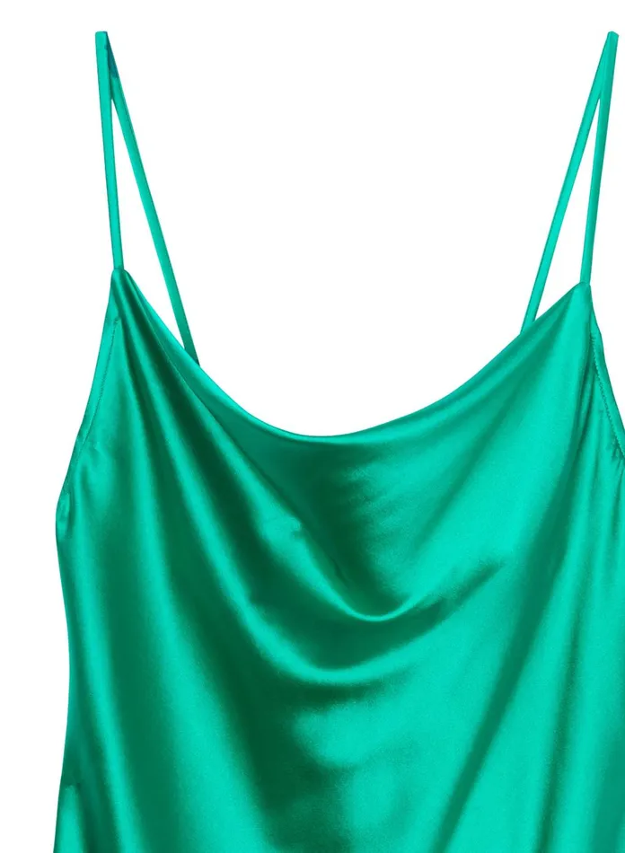 Fleur Du Mal Dresses Women Short Cowl Neck Slip Emerald Fleur Du Mal Dresses Women Short Cowl Neck Slip Emerald