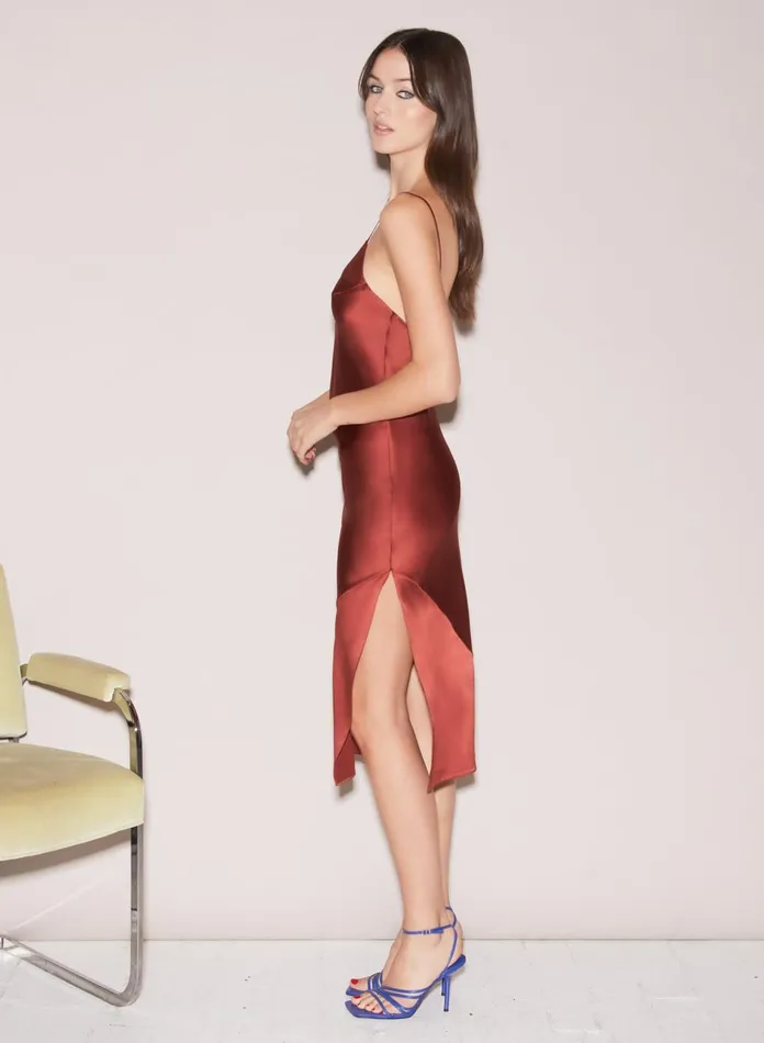 Fleur Du Mal Dresses Women Slip Dress Bronze Fleur Du Mal Dresses Women Slip Dress Bronze