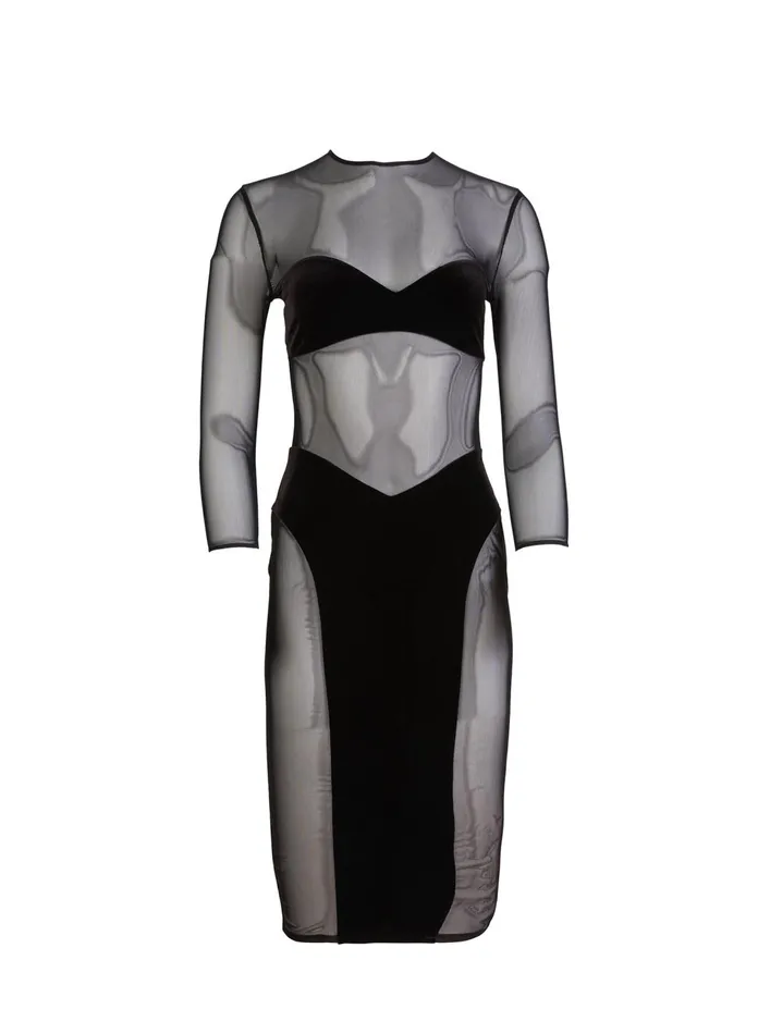 Fleur Du Mal Dresses Women Velvet and Mesh Bodycon Dress Mesh Bodycon Dress Black Fleur Du Mal Dresses Women Velvet and Mesh Bodycon Dress Mesh Bodycon Dress Black