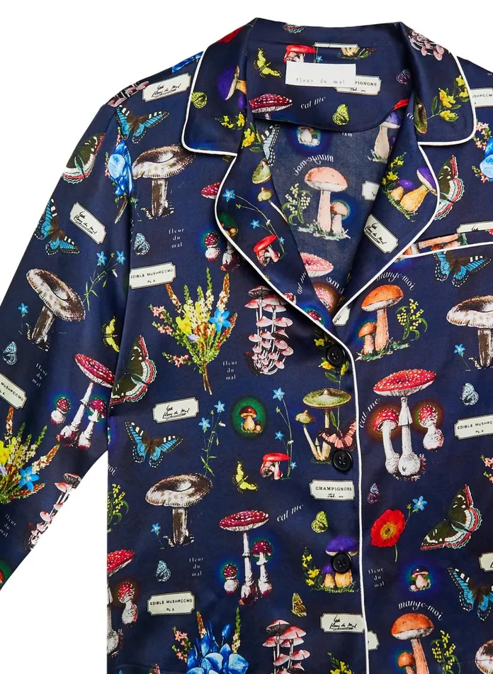 Fleur Du Mal Long Sleeve Women Fleur PJ Top Mushroom Print Fleur Du Mal Long Sleeve Women Fleur PJ Top Mushroom Print