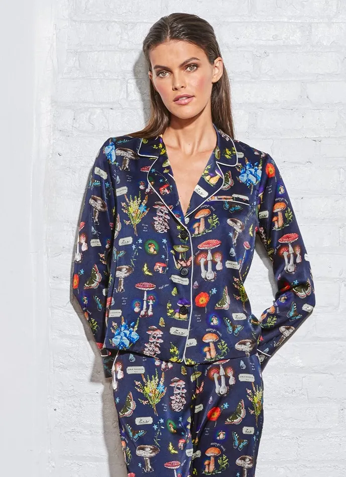 Fleur Du Mal Long Sleeve Women Fleur PJ Top Mushroom Print Fleur Du Mal Long Sleeve Women Fleur PJ Top Mushroom Print