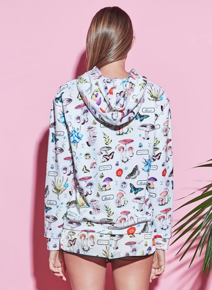 Fleur Du Mal Long Sleeve Women Mushroom Hoodie Ivory Mushroom Print Fleur Du Mal Long Sleeve Women Mushroom Hoodie Ivory Mushroom Print