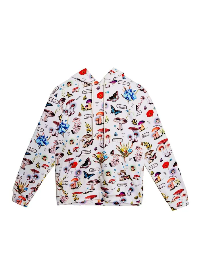 Fleur Du Mal Long Sleeve Women Mushroom Hoodie Ivory Mushroom Print Fleur Du Mal Long Sleeve Women Mushroom Hoodie Ivory Mushroom Print