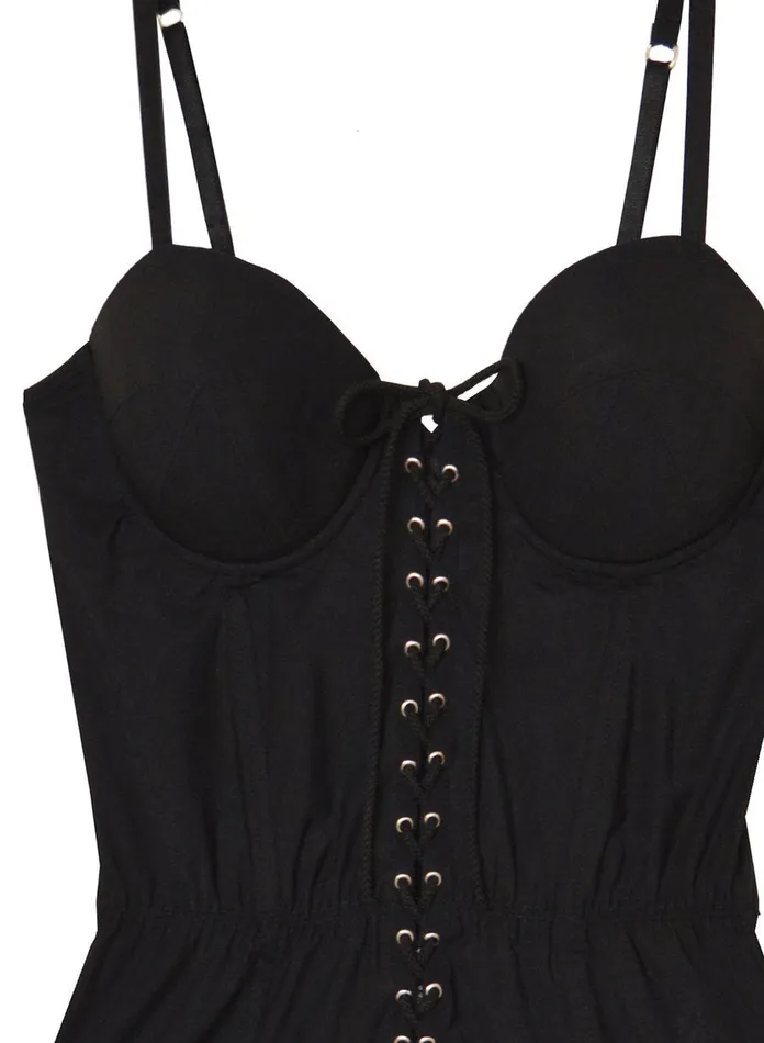 Fleur Du Mal One Pieces Women High Leg Lacing Bullet One Piece Black Fleur Du Mal One Pieces Women High Leg Lacing Bullet One Piece Black