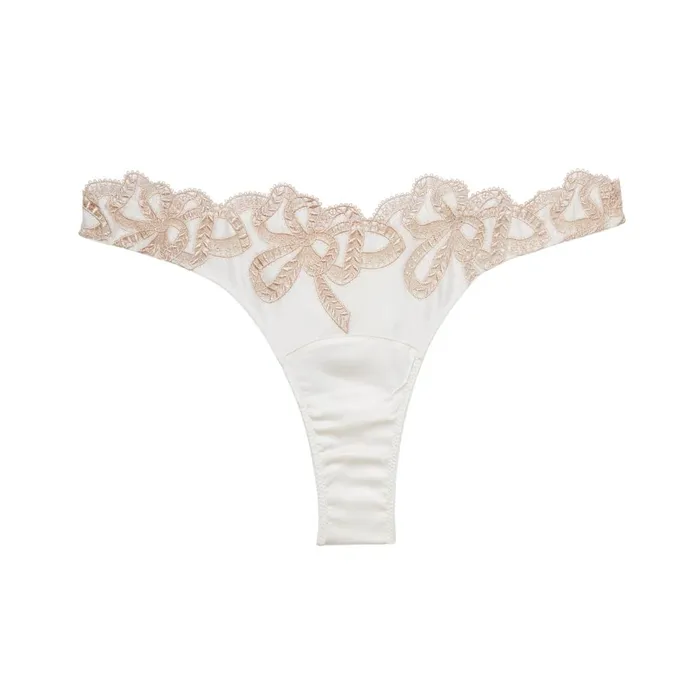Fleur Du Mal Panties and Garters Women Bow Guipure Embroidery Thong Ivory Fleur Du Mal Panties and Garters Women Bow Guipure Embroidery Thong Ivory