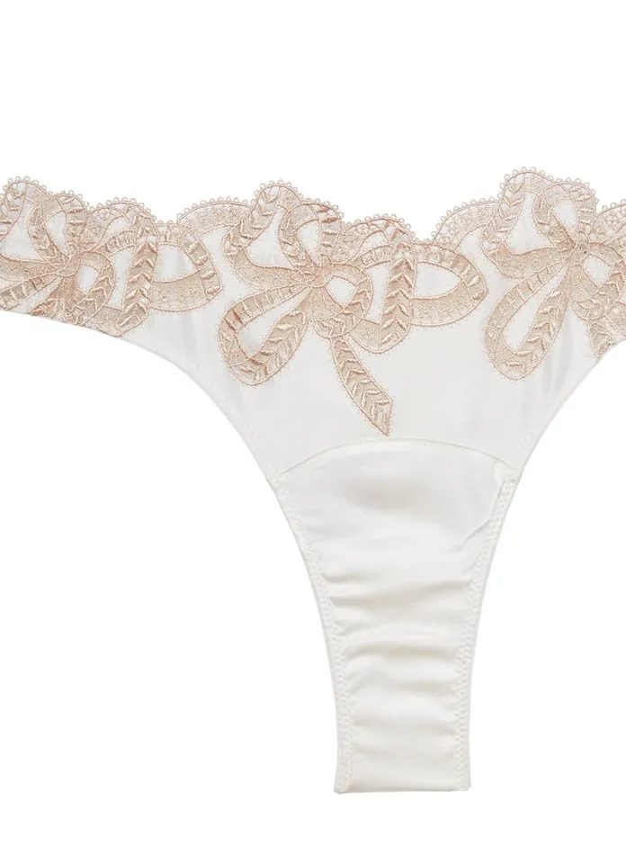 Fleur Du Mal Panties and Garters Women Bow Guipure Embroidery Thong Ivory Fleur Du Mal Panties and Garters Women Bow Guipure Embroidery Thong Ivory