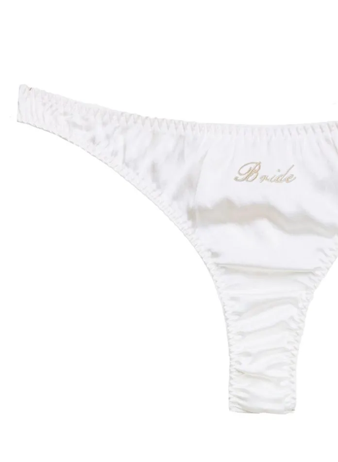 Fleur Du Mal Panties and Garters Women Bridal Luxe Thong Ivory Fleur Du Mal Panties and Garters Women Bridal Luxe Thong Ivory
