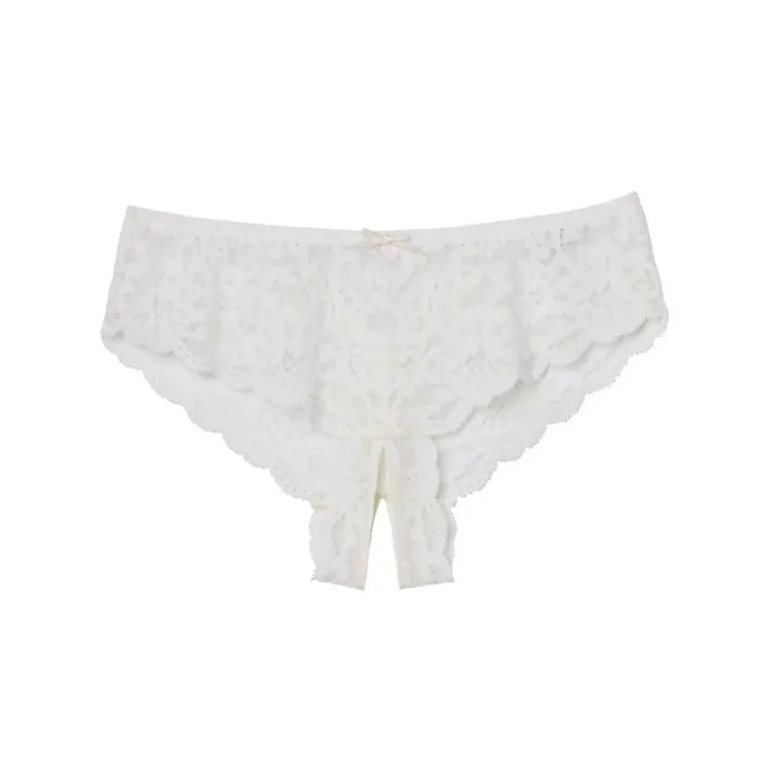 Fleur Du Mal Panties and Garters Women Charlotte Crotchless Panty Ivory