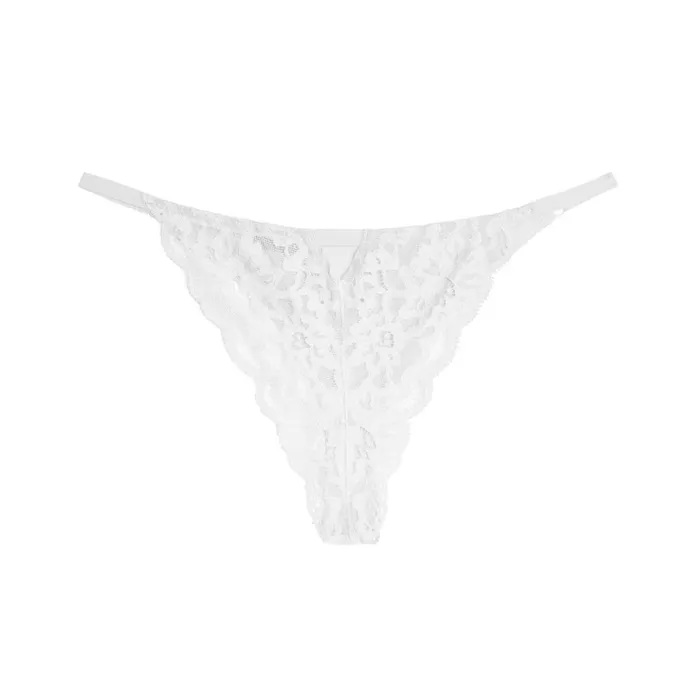 Fleur Du Mal Panties and Garters Women Charlotte Lace Seamless String Cheeky Ivory