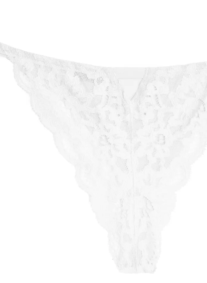Fleur Du Mal Panties and Garters Women Charlotte Lace Seamless String Cheeky Ivory