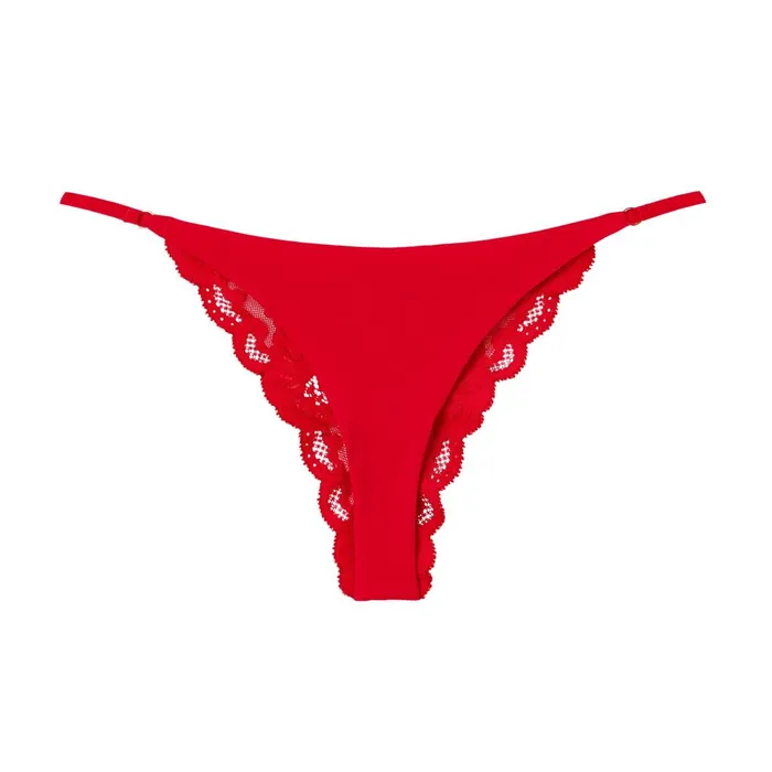 Fleur Du Mal Panties and Garters Women Charlotte Lace Seamless String Cheeky Rouge