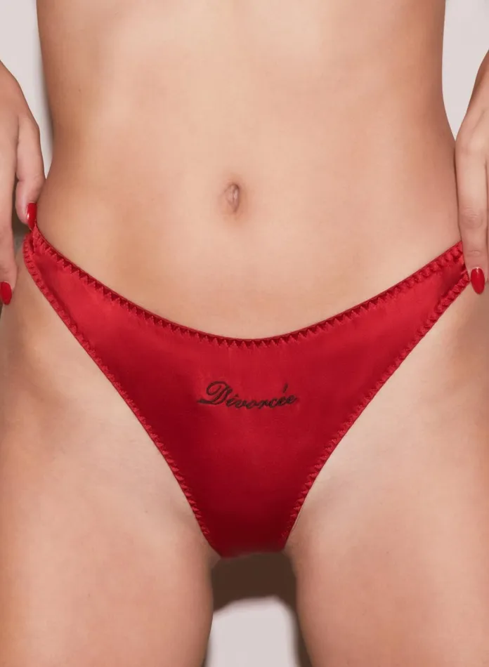 Fleur Du Mal Panties and Garters Women Divorce Luxe Thong Rouge