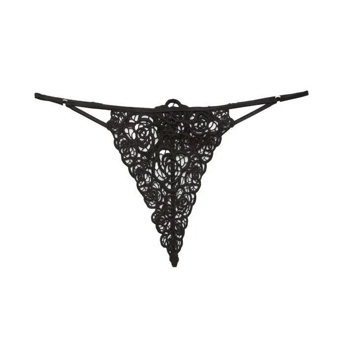 Fleur Du Mal Panties and Garters Women Fleur Guipure V String Black Fleur Du Mal Panties and Garters Women Fleur Guipure V String Black