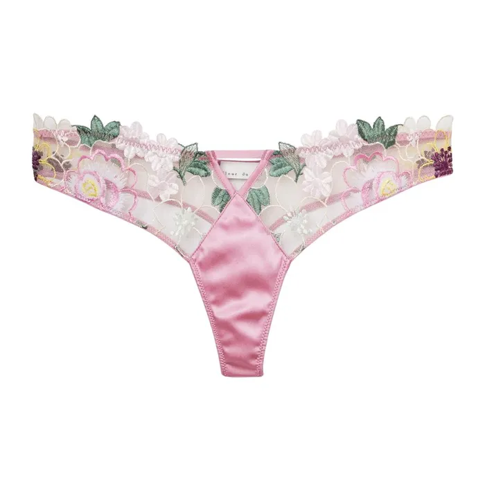 Fleur Du Mal Panties and Garters Women Jardin Embroidery Thong Bisou Fleur Du Mal Panties and Garters Women Jardin Embroidery Thong Bisou