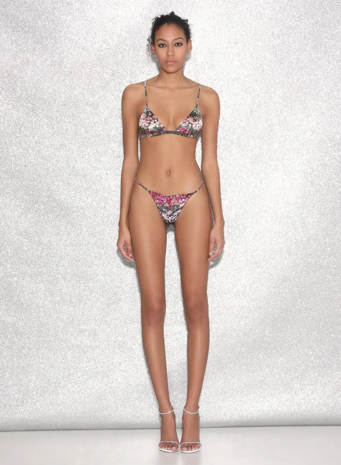 Fleur Du Mal Panties and Garters Women Luxe V String Rose Stripe Fleur Du Mal Panties and Garters Women Luxe V String Rose Stripe