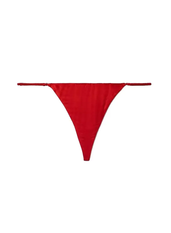 Fleur Du Mal Panties and Garters Women Luxe V String Rouge Fleur Du Mal Panties and Garters Women Luxe V String Rouge