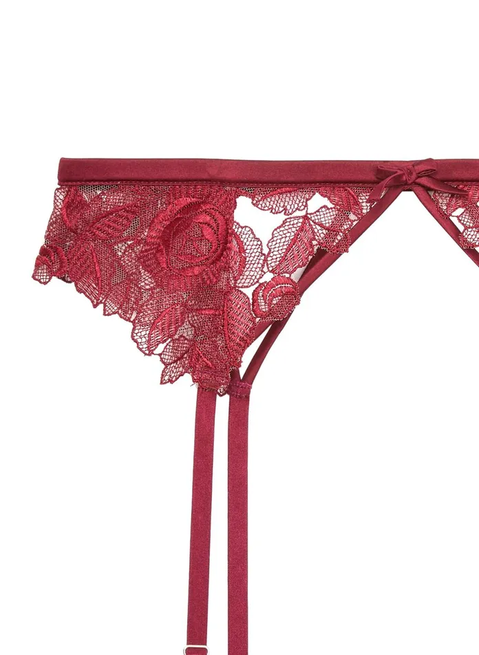 Fleur Du Mal Panties and Garters Women Rose Embroidery Garter Mulberry Fleur Du Mal Panties and Garters Women Rose Embroidery Garter Mulberry