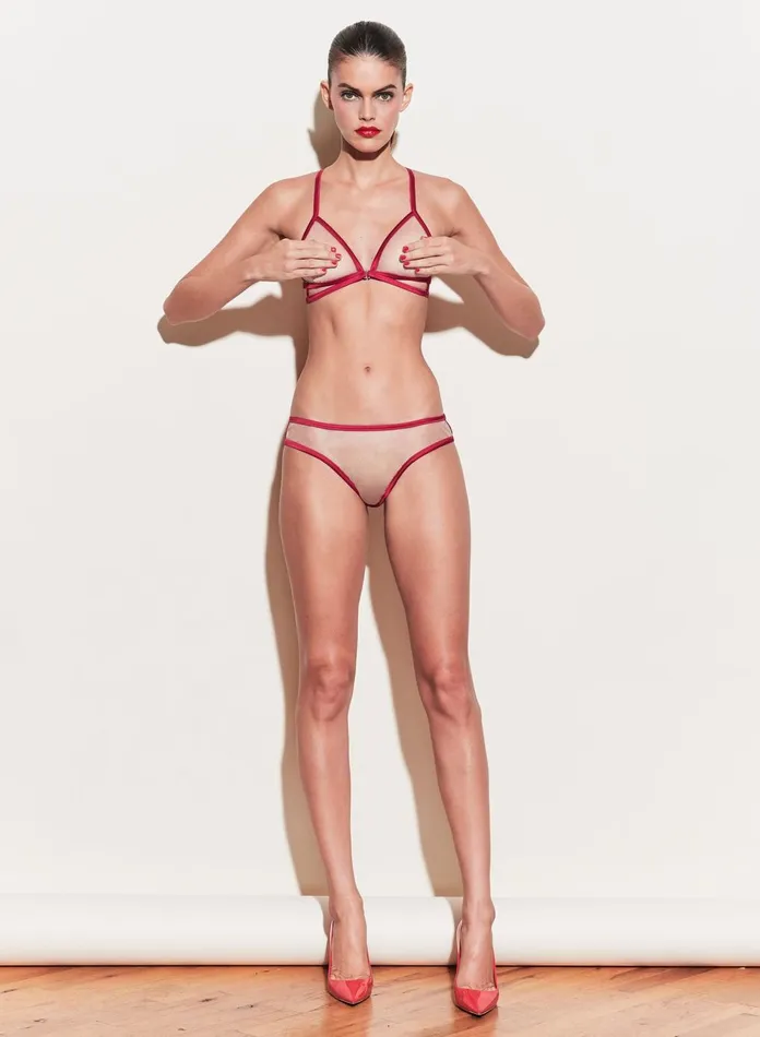 Fleur Du Mal Panties and Garters Women Strappy Bondage Panty Rouge Fleur Du Mal Panties and Garters Women Strappy Bondage Panty Rouge