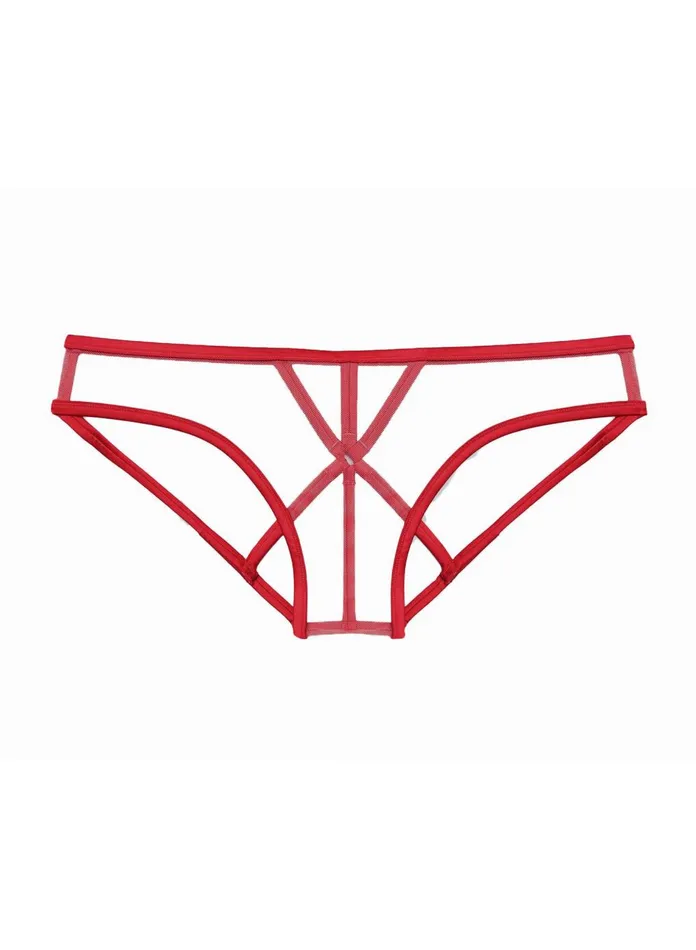 Fleur Du Mal Panties and Garters Women Strappy Bondage Panty Rouge Fleur Du Mal Panties and Garters Women Strappy Bondage Panty Rouge