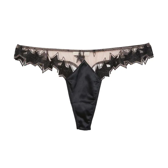 Fleur Du Mal Panties and Garters Women Super Star Embroidery Thong Black Fleur Du Mal Panties and Garters Women Super Star Embroidery Thong Black