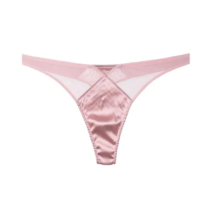 Fleur Du Mal Panties and Garters Women Top Stitch Thong Rose Pink Fleur Du Mal Panties and Garters Women Top Stitch Thong Rose Pink