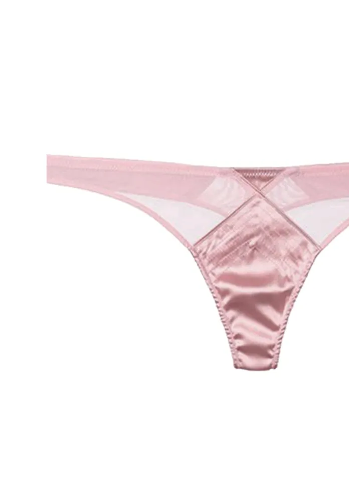 Fleur Du Mal Panties and Garters Women Top Stitch Thong Rose Pink Fleur Du Mal Panties and Garters Women Top Stitch Thong Rose Pink