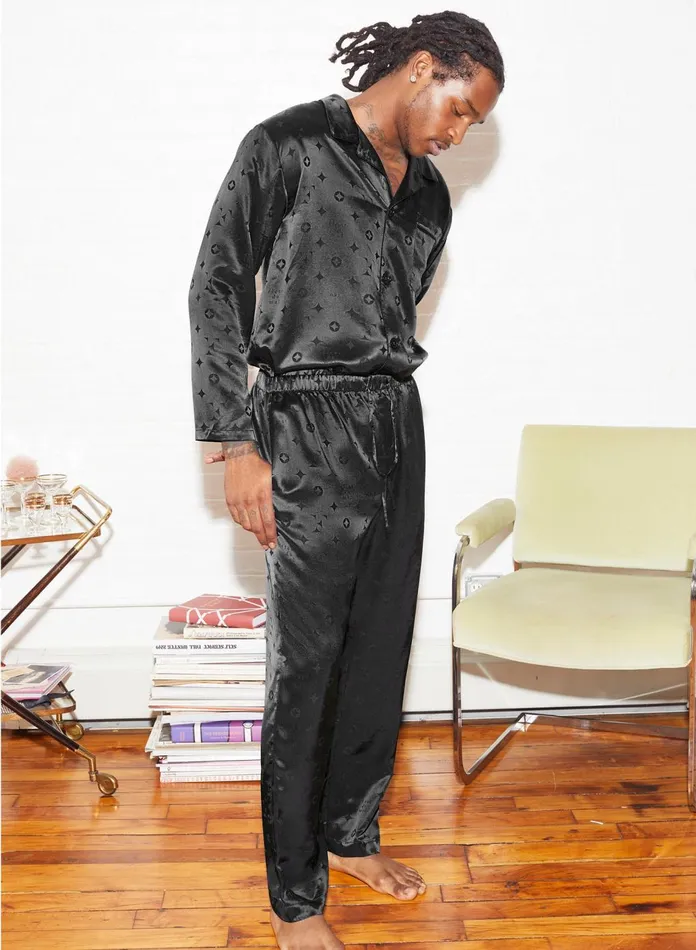 Fleur Du Mal Pants Women Silk Jacquard PJ Pant Black Fleur Du Mal Pants Women Silk Jacquard PJ Pant Black