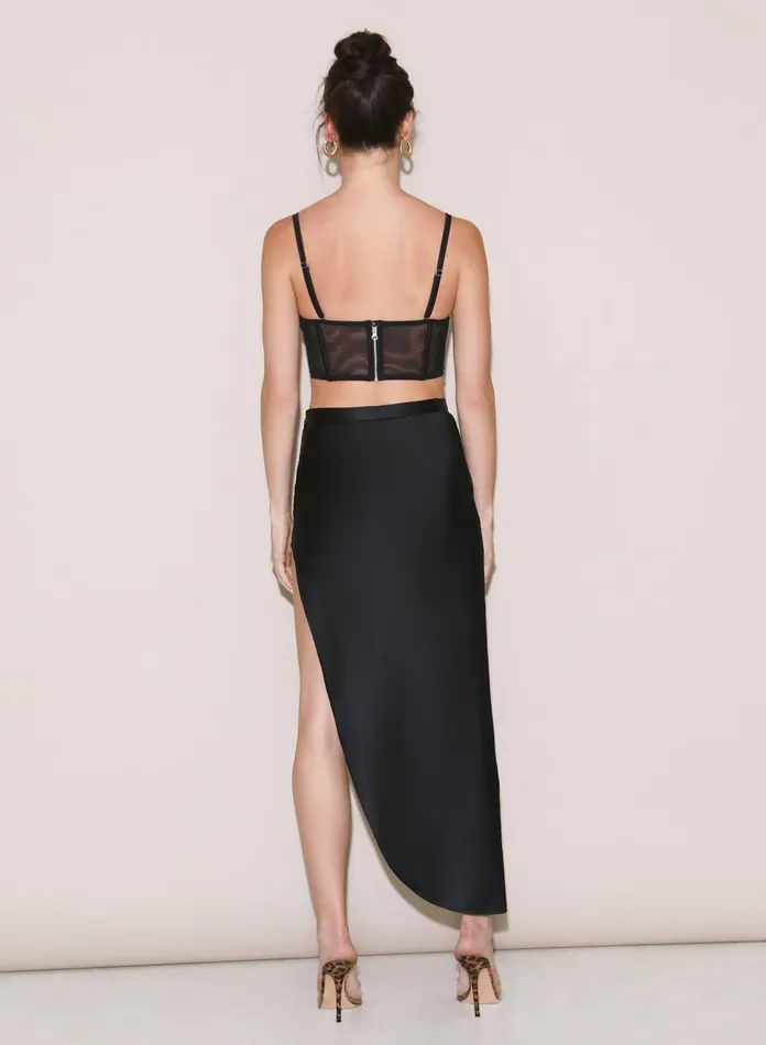 Fleur Du Mal Shorts and Skirts Women High Slit Skirt Black Fleur Du Mal Shorts and Skirts Women High Slit Skirt Black