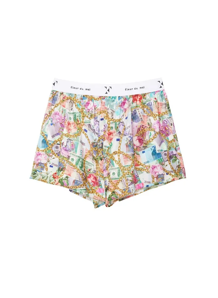 Fleur Du Mal Shorts and Skirts Women So Money Unisex Boxer Short So Money Print