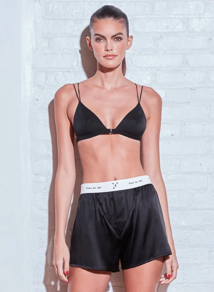 Fleur Du Mal Shorts and Skirts Women Unisex Washable Silk Boxers Black