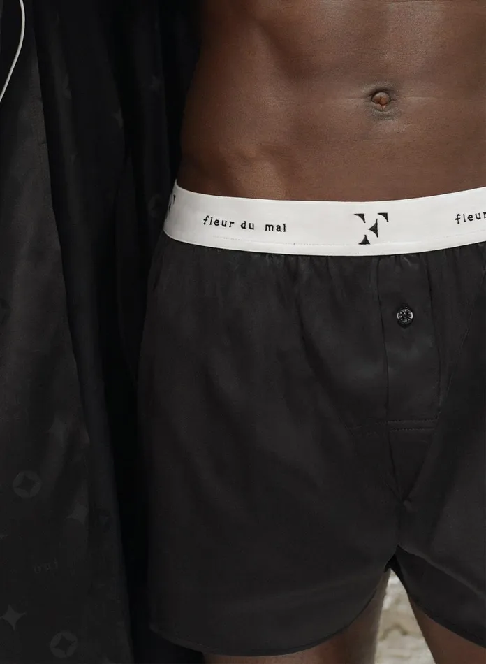 Fleur Du Mal Shorts and Skirts Women Unisex Washable Silk Boxers Black