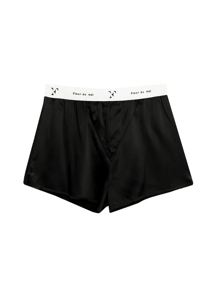 Fleur Du Mal Shorts and Skirts Women Unisex Washable Silk Boxers Black