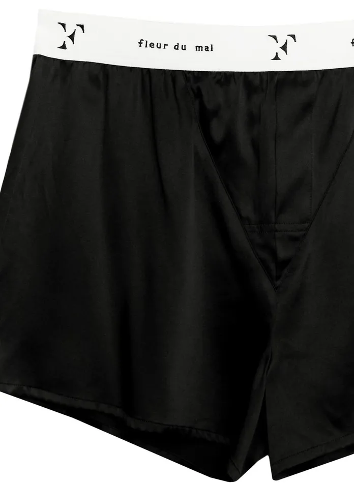 Fleur Du Mal Shorts and Skirts Women Unisex Washable Silk Boxers Black