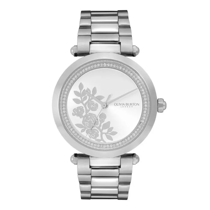 Floral Watches Women Olivia Burton 34mm Floral TBar White and Silver Bracelet Watch Floral Watches Women Olivia Burton 34mm Floral TBar White and Silver Bracelet Watch