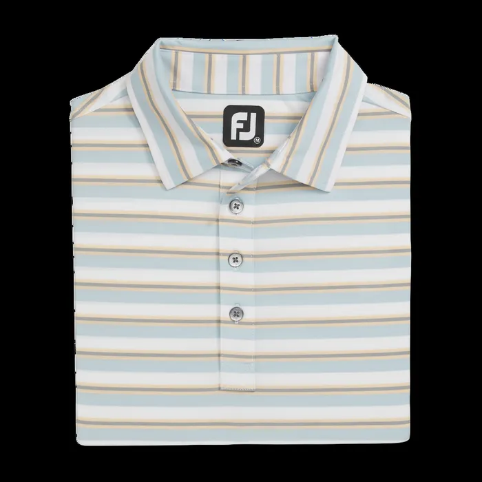 FootJoy Shirts Men Club Stripe Lisle Lake Blue White Sunset Platinum