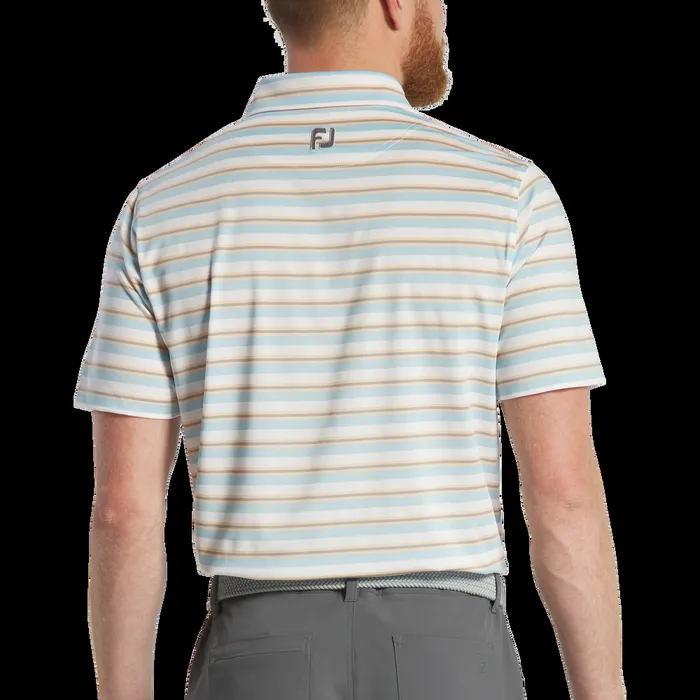 FootJoy Shirts Men Club Stripe Lisle Lake Blue White Sunset Platinum FootJoy Shirts Men Club Stripe Lisle Lake Blue White Sunset Platinum