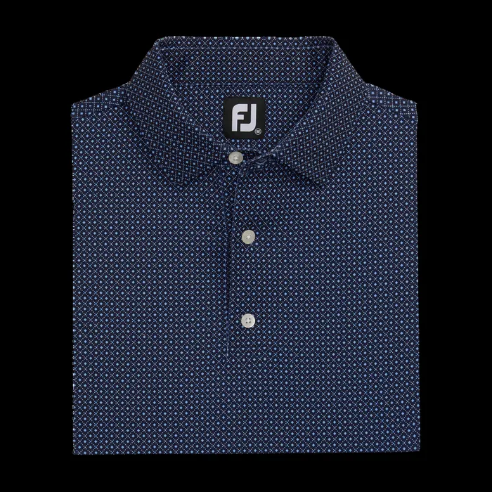 FootJoy Shirts Men Dot Geo Lisle Navy Light Blue White
