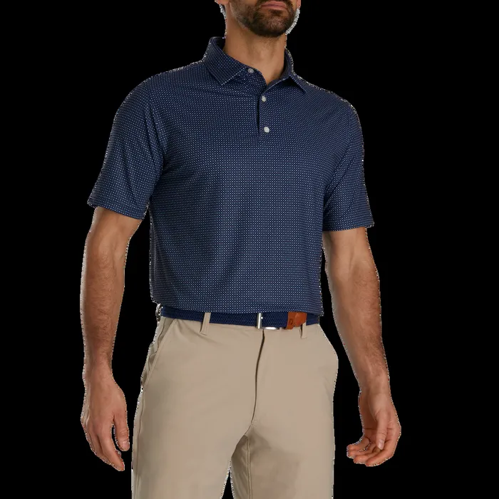FootJoy Shirts Men Dot Geo Lisle Navy Light Blue White FootJoy Shirts Men Dot Geo Lisle Navy Light Blue White